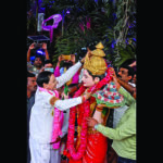 Hyderabad: Telangana caretaker Chief Minister and Telangana Rashtra Samithi president (TRS) K. Chandrashekar Rao garlands the statue of ‘Telugu Thalli’ – Mother Telugu, who is portrayed as symbol of the Telugu people, after the party swept Telangana Assem