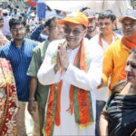 BJP candidate from South Kolkata Lok Sabha constituency Chandra Kumar Bose during an election campaign. (IANS)