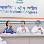 Sonia Gandhi, Rahul Gandhi and Manmohan Singh during the Congress Working Committee (CWC) meeting at the party’s headquarters in New Delhi, on Saturday. IANS