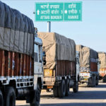 File photo of trucks at Attari-Wagah Road Integrated Check Post. IANS