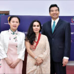 (L-R) Dr Jiang Yili; Harjinder Kaur Talwar, FLO president; and Luo Zhaohui, the Chinese Ambassador to India.