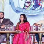 (L-R) Actor Kabir Bedi; actor Poonam Dhillion and Tushar Gandhi.