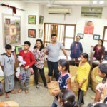 CCRT chairperson Hemlata S. Mohan with students of North East at a cultural exhibition organised at its Delhi centre.