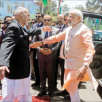 Afghanistan’s President Ashraf Ghani greets Prime Minister Narendra Modi before the inauguration of Salma Dam in Herat province, Afghanistan, on 4 June 2016. REUTERS