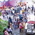 Visitors and students at the Apeejay Institute of Mass Communication.