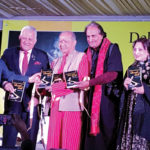 Pandit Hariprasad Chaurasia with author Sathya Saran and others at the release of his new biography.