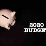 Piggy bank with 2020 budget text