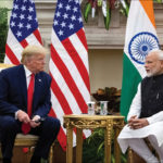 Prime Minister Narendra Modi speaks to US President Donald Trump during a meeting at Hyderabad House in New Delhi, 25 February, 2020. REUTERS