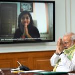 New Delhi: Prime Minister Narendra Modi interacts with the Sarpanchs from across the country on the occasion of the National Panchayati Raj Divas through video-conferencing during the extended nationwide lockdown imposed to mitigate the spread of coronavirus; in New Delhi on Apr 24, 2020. Also present at the interaction was Union Agriculture and Farmers Welfare Minister Narendra Singh Tomar. (Photo: IANS/PIB)