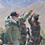 Leh: Prime Minister Narendra Modi during his visit to Ladakh to review the ground security situation, amid ongoing tension at borders with China in Eastern Ladakh; on July 3, 2020. The Prime Minister reached Ladakh early morning and was briefied by the Army, Air Force and the Indo-Tibetan Border Police in Nimu. Located at 11,000 feet above sea level, Nimu is among the tough terrains, surrounded by the Zanskar range and on the banks of the Indus. (Photo: IANS/DPRO)