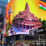 A digital billboard displays proposed model of Ayodhya’s Ram temple