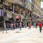 A general view of Nehru Place market after the government eased a nationwide lockdown