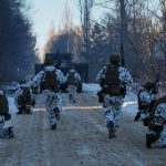 Ukrainian armed forces hold drills in the abandoned city of Pripyat