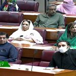 Pakistan National Assembly members attend a session on the No-Confidence Motion