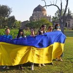 Ukrainian citizens at Lodhi garden seeking support from Indian Government  amid Russia Ukraine conflict,