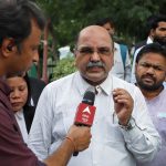 Advocate Barun kumar sinha represting Hindu sena speaks to the media on the Gyanvapi mosque case, at Supreme Court