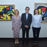 Elena Salgado, president of the Abertis Foundation (left), JosÇ Mar°a Ridao, Ambassador of Spain to India, and Sara Puig, president of the Fundaci¢ Joan Mir¢