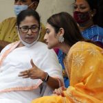 Mamata Banerjee and Nusrat Jahan take part in the 51st Kolkata Rath Yatra 2022