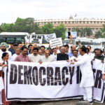 Opposition MPs take out a protest march demanding a JPC inquiry into the Adani Group issue