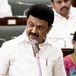 M K Stalin speaks during the Budget Session of the State Assembly