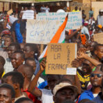 Demonstrators gather in support of the putschist soldiers in the capital Niamey