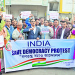 INDIA alliance supporters stage a protest against the central government