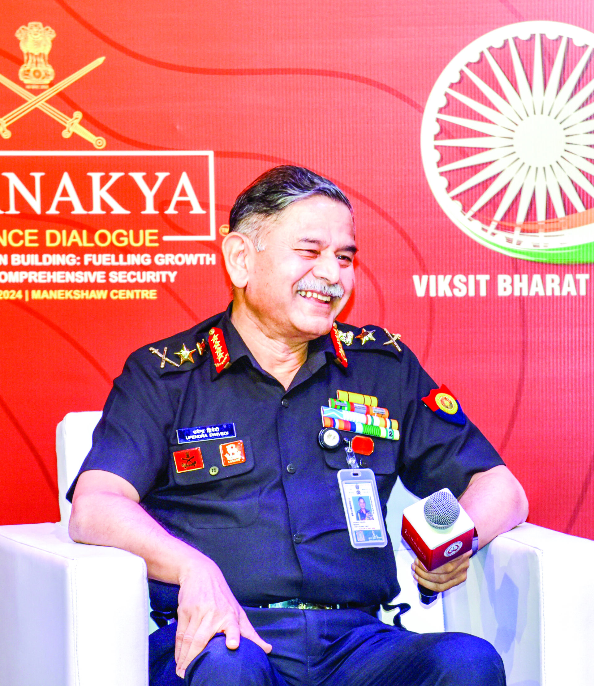 Chief of Army Staff (COAS) General Upendra Dwivedi during Chanakya Defence Dialogue 2024, at Manekshaw Centre in New Delhi on 1 Oct, 2024. ANI