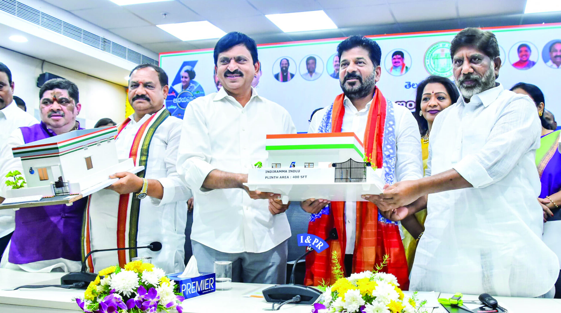 Telangana CM Revanth Reddy during the launch of the Indiramma Housing Survey mobile app in presence of Cabinet ministers, at the Secretariat in Hyderabad on Dec 5. ANI