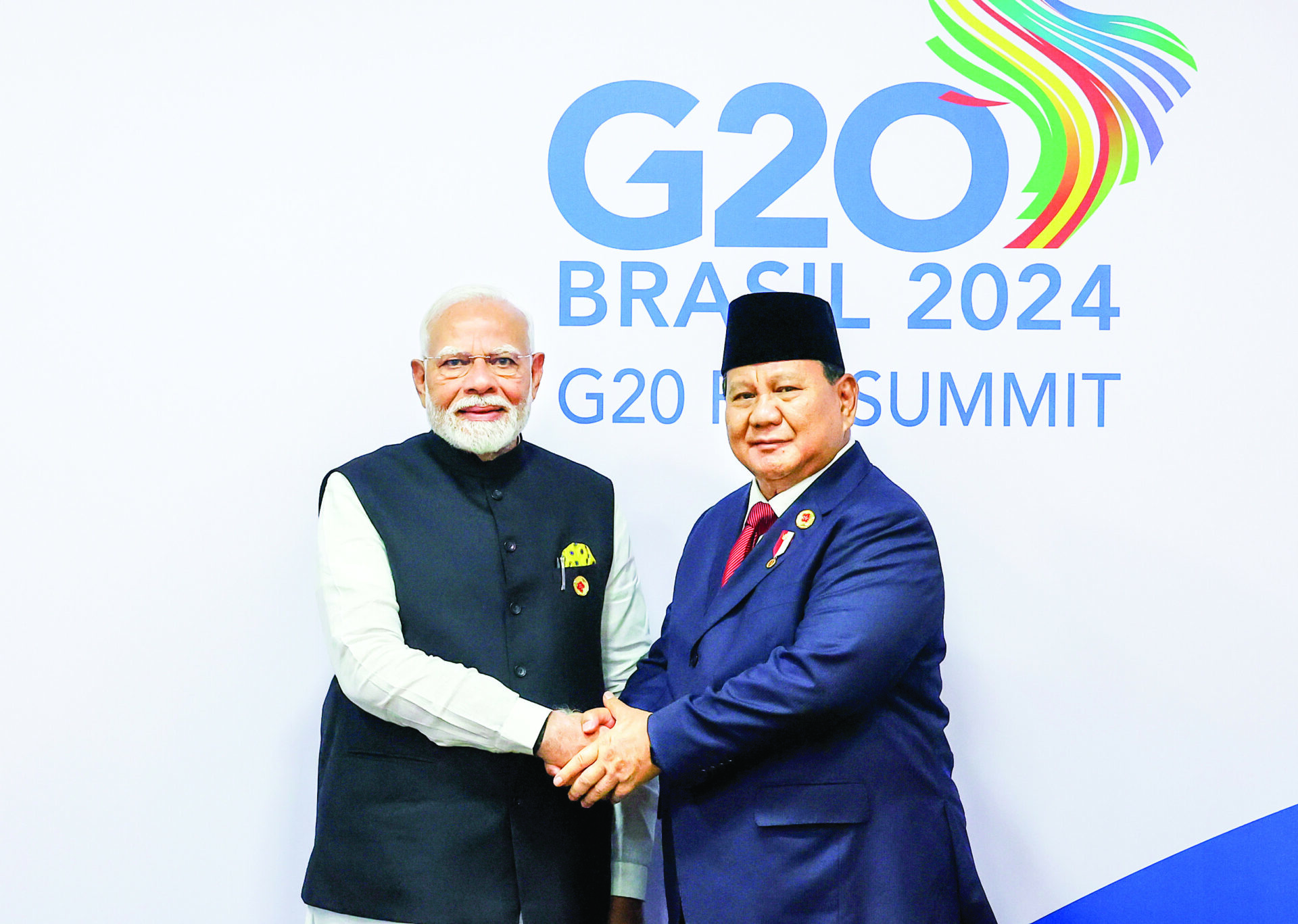 Prime Minister Narendra Modi held a bilateral meeting with Indonesian President Prabowo Subianto on the sidelines of the 19th G-20 summit, in Rio de Janeiro on 19 November 2024. ANI