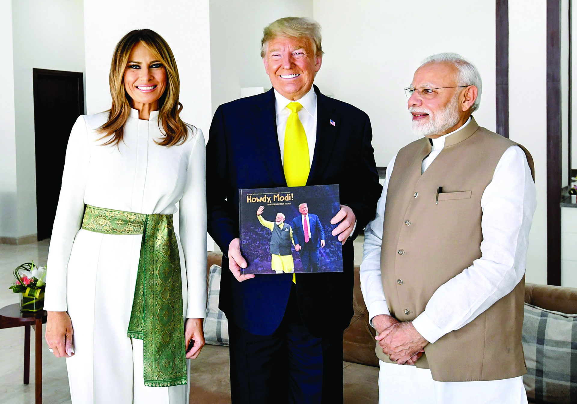 A February 2020 photograph of Prime Minister Narendra Modi with then US President Donald Trump and First Lady Melania Trump in Ahmedabad. ANI