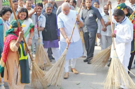 Swachh Bharat launched in 2014 with national pledge and crowd-sourced symbol