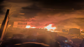 Emergency personnel respond after an accidental explosion at Nowgam Police Station