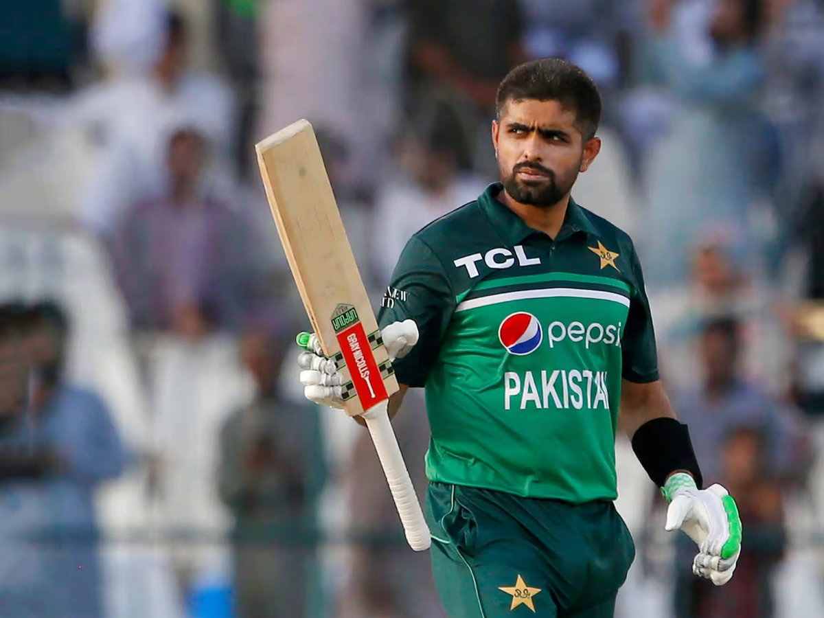 Babar Azam times a trademark cover drive. - Photo Gallery