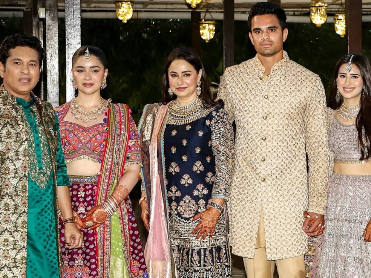 In Pics: Arjun Tendulkar Weds Saaniya Chandhok in Star-Studded Ceremony With MS Dhoni, Jay Shah, Rahul Dravid And Others In Attendance - Gallery Image