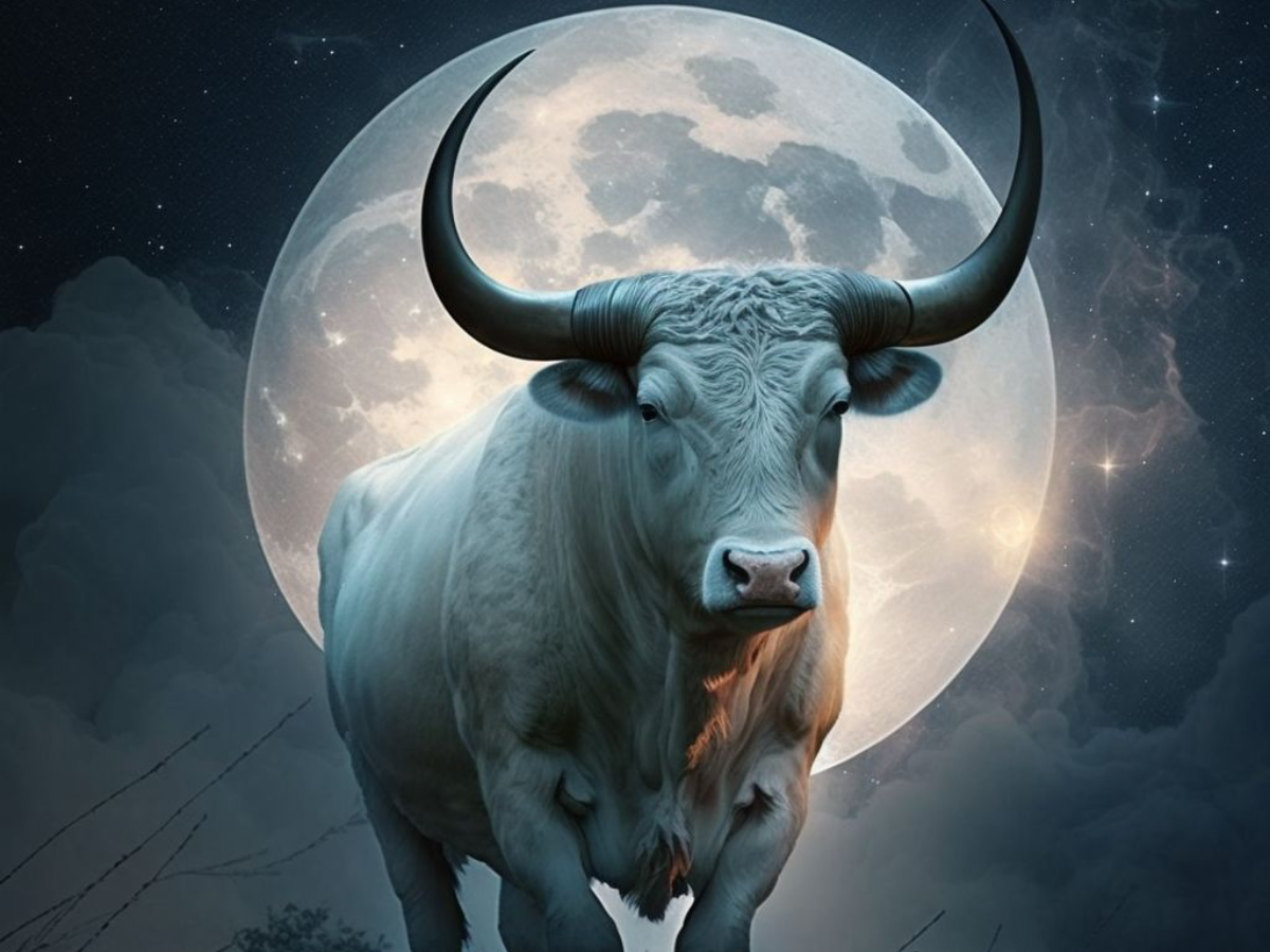 Taurus zodiac glyph with gold hues during the lunar eclipse for prosperity. - Photo Gallery