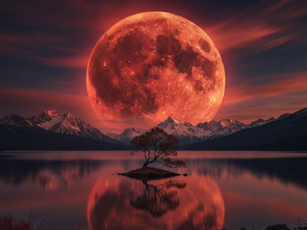 The reddish glow of the Moon during a total lunar eclipse, known as the Blood Moon. - Photo Gallery