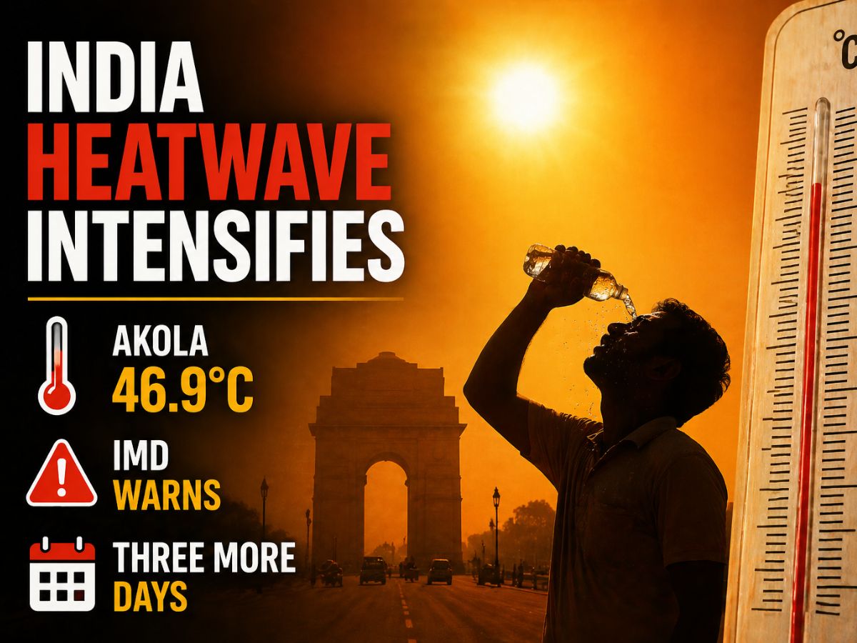 India Heatwave Intensifies: Akola Sizzles at 46.9°C, IMD Warns of Scorching Conditions for Three More Days; Watch for Heatstroke Symptoms | Check the Weather Forecast