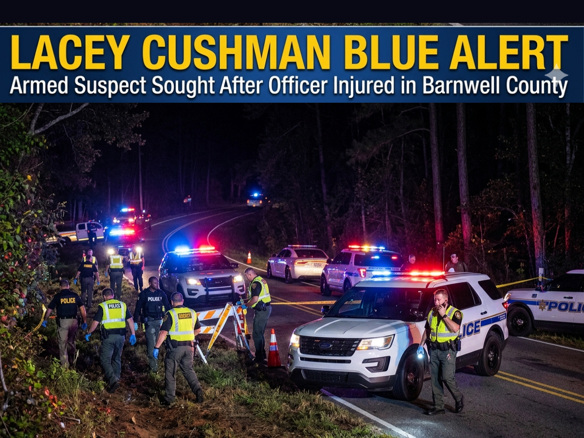 Lacey Cushman Named in Blue Alert as SLED Launches Widespread Search for Armed Suspect in Barnwell County Following Serious Incident