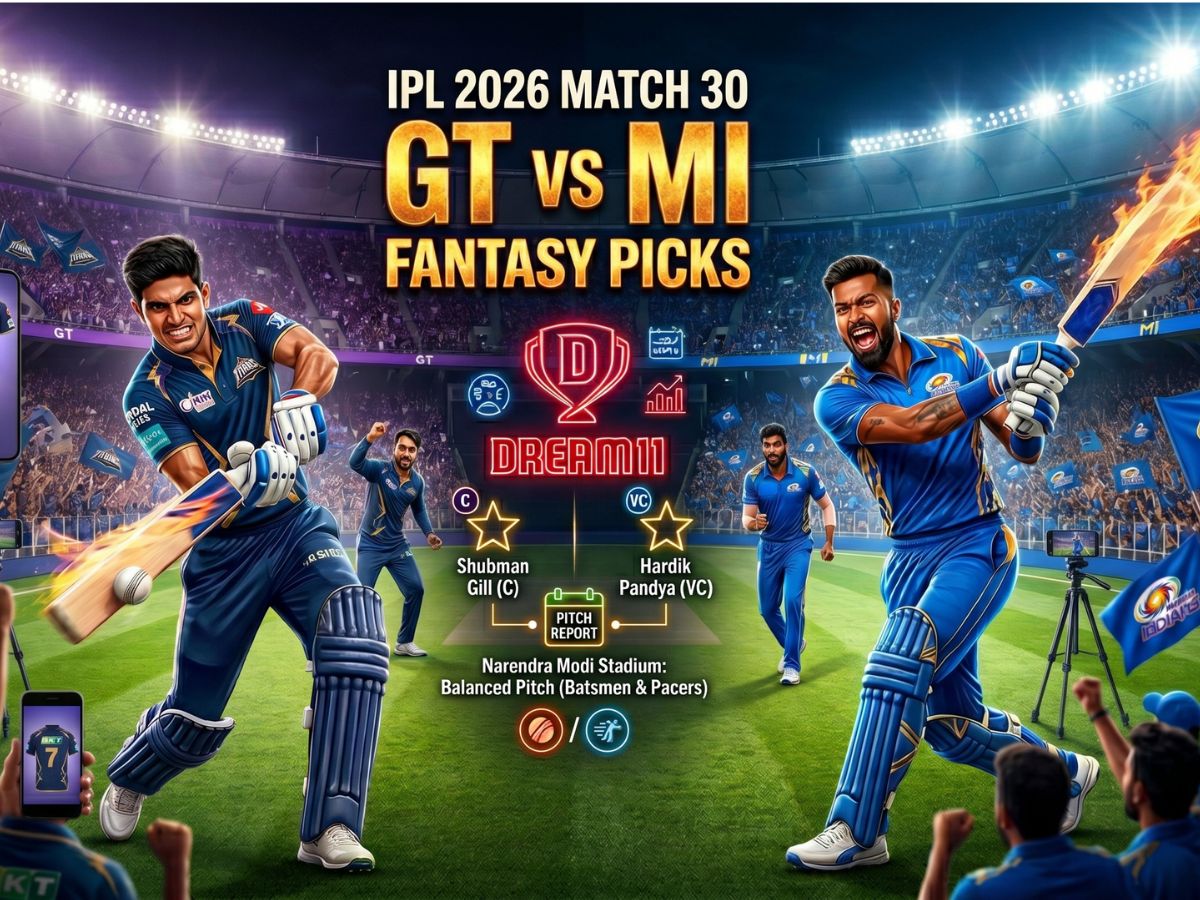 GT vs MI Dream11 Prediction IPL 2026: Fantasy Cricket Tips, Playing XI, Pitch Report For Match – 30 Captain, Vice-Captain Choices