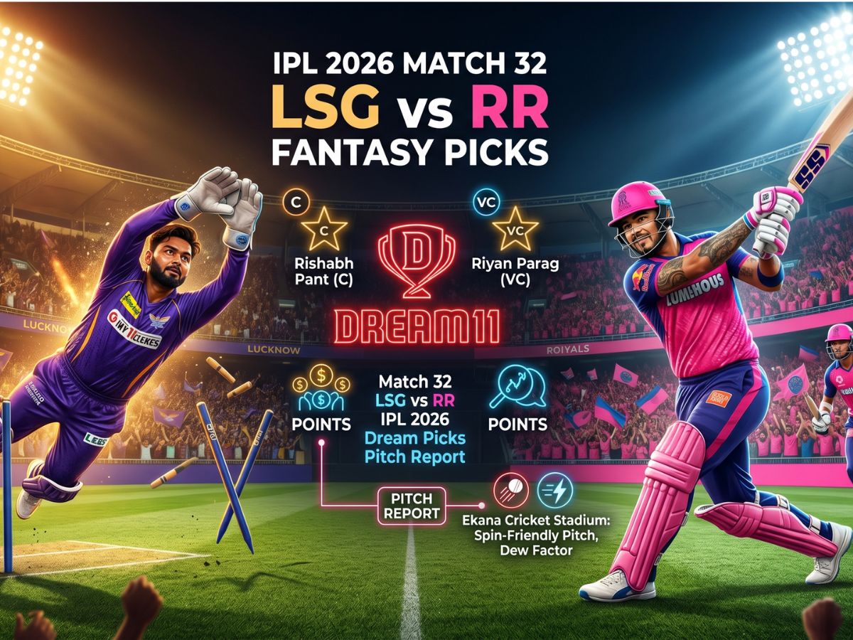 LSG vs RR Dream11 Prediction IPL 2026: Fantasy Cricket Tips, Playing XI, Pitch Report For Match 32 Captain, Vice-Captain Choices