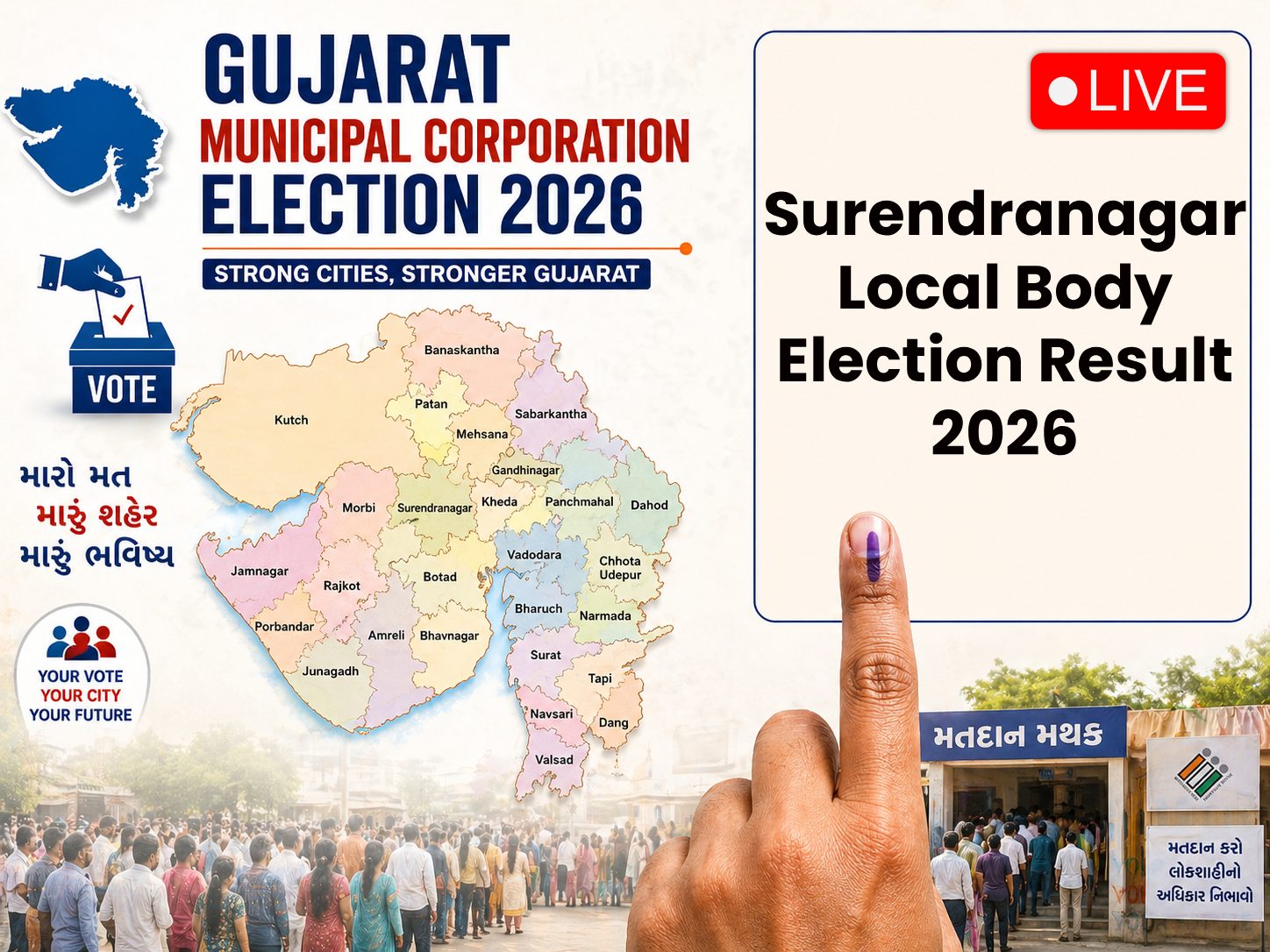 Surendranagar Municipal Corporation Election 2026 Result Live Updates: Key Candidates, Who is Winning, Party-Wise Trends, Ward Results & Final Winner Announcements