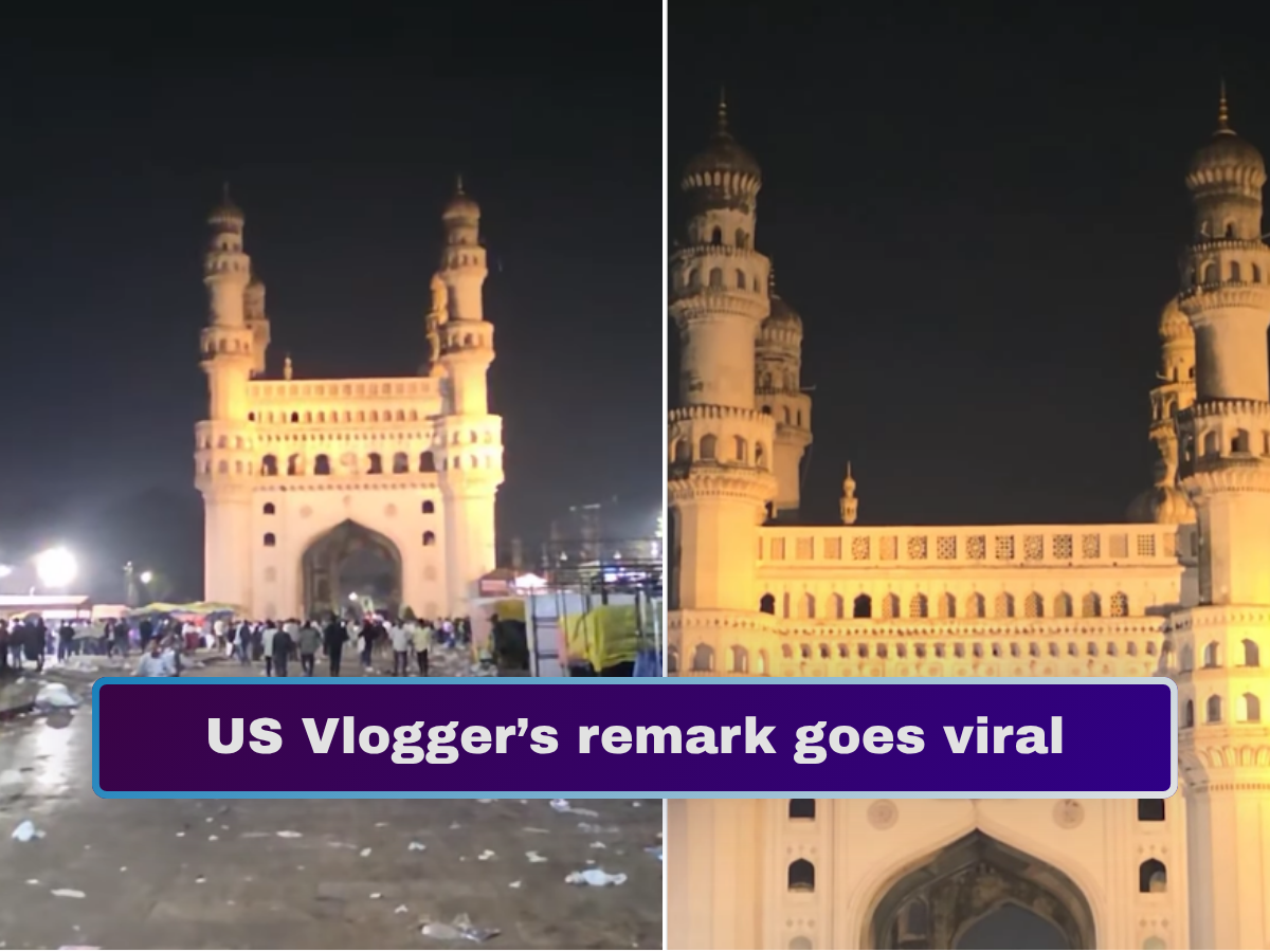 WATCH: US Vlogger at Hyderabad’s Charminar Reacts to Litter, Says ‘I Zoom So You Don’t See the Garbage’ | Video Goes Viral