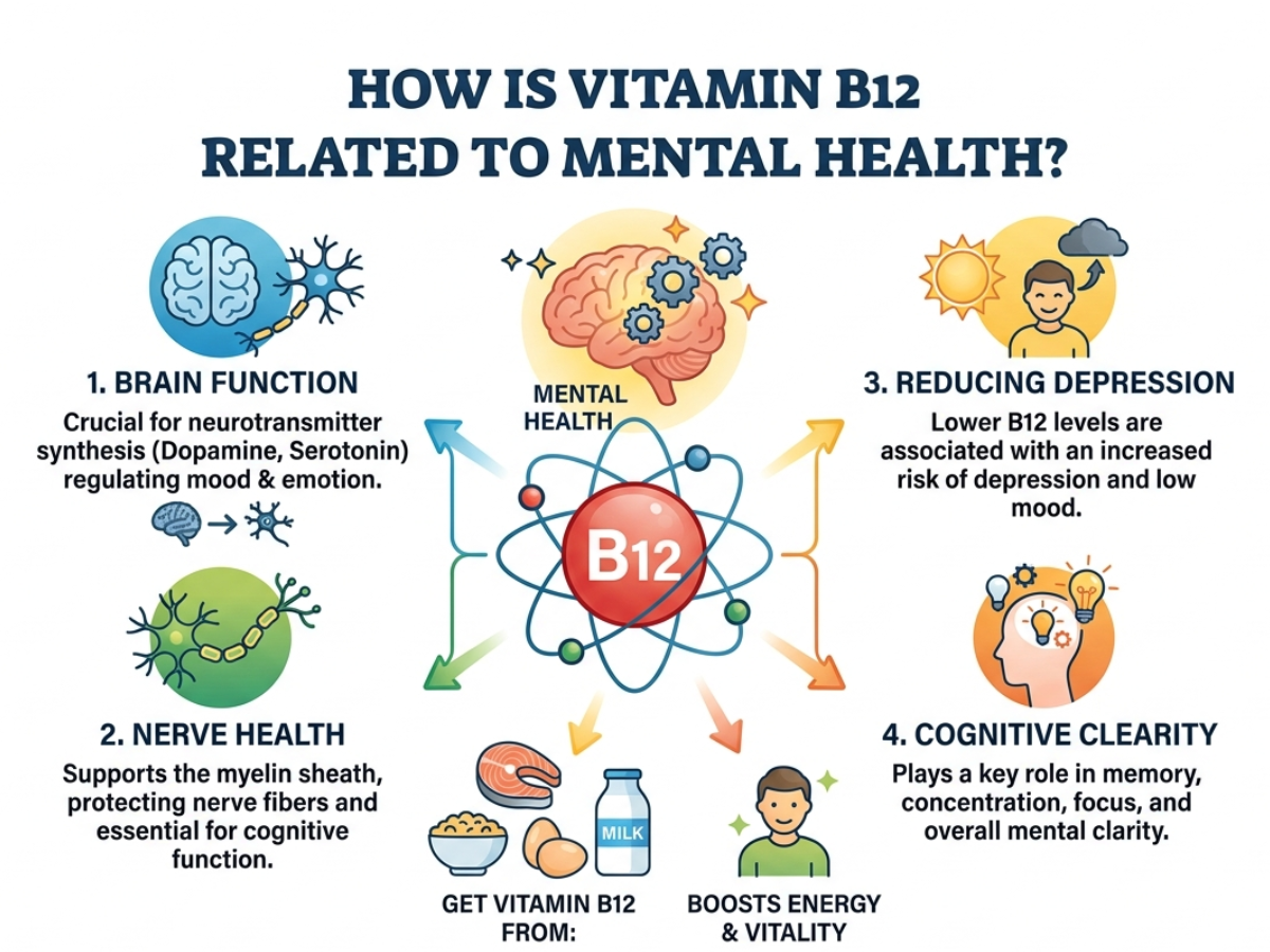 How is Vitamin B12 Related to Mental Health? Depression, Mood Swings, Anxiety & More | Check Deficiency Impact Here
